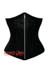 Plus Size Black Brocade With Silver Zipper Gothic Burlesque Underbust Corset