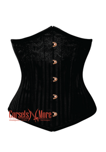 Black Brocade With Antique Clasp Gothic Burlesque Underbust Corset