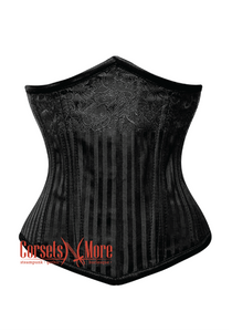 Plus Size Black Brocade With Front Closed Gothic Burlesque Underbust Corset