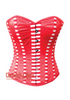 Red Satin White Stripes Bustier Lace Up Overbust Corset Top