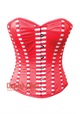 Red Satin Stripes Burlesque Gothic Costume Overbust Corset Top
