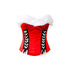 Red Satin White Fur Valentine Costume Overbust Bustier Halloween Corset Top