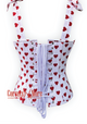 Plus Size Heart Printed Overbust Corset with Straps tied at Shoulders