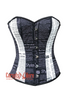 Plus Size Newspaper Print Cotton Black and White Corset Gothic Bustier Overbust Corset Top