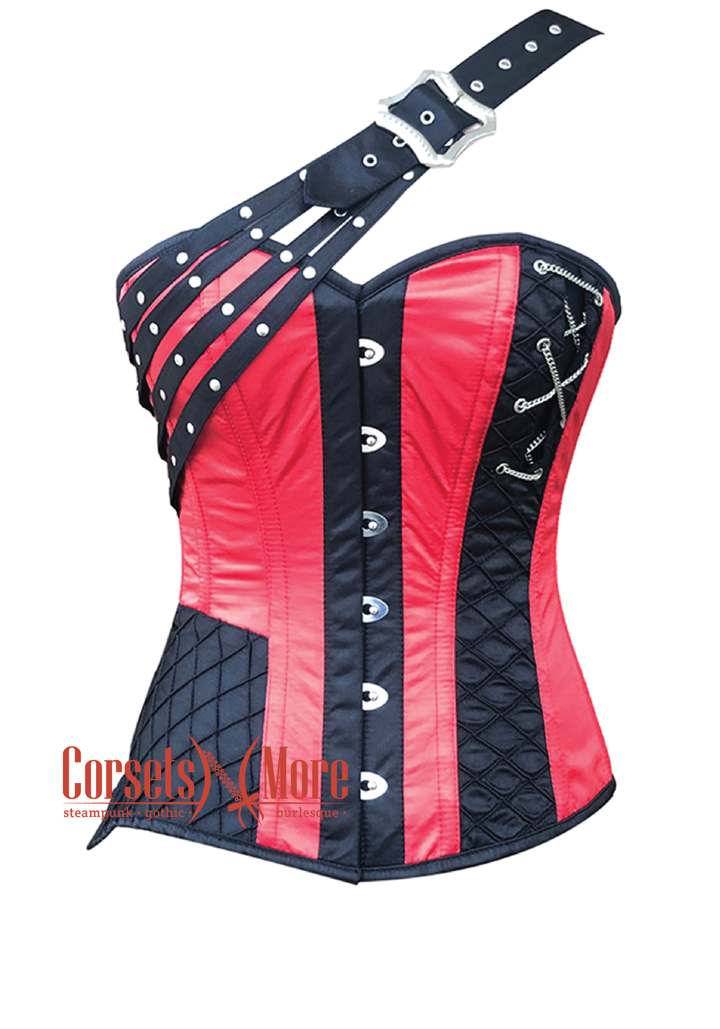Pink And Black Satin Gothic Steampunk Costume Overbust, 50% OFF