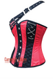 Red and Black Satin Gothic Steampunk Costume Overbust Bustier Top
