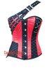 Women’s Red and Black Satin Gothic Steampunk Bustier Costume Plus Size Overbust Top