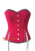 Women’s Red Velvet Overbust Corset Lace Up Bustier Top