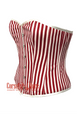 Red and White Vertical Striped Satin Gothic Costume Waist Training Overbust Bustier Top