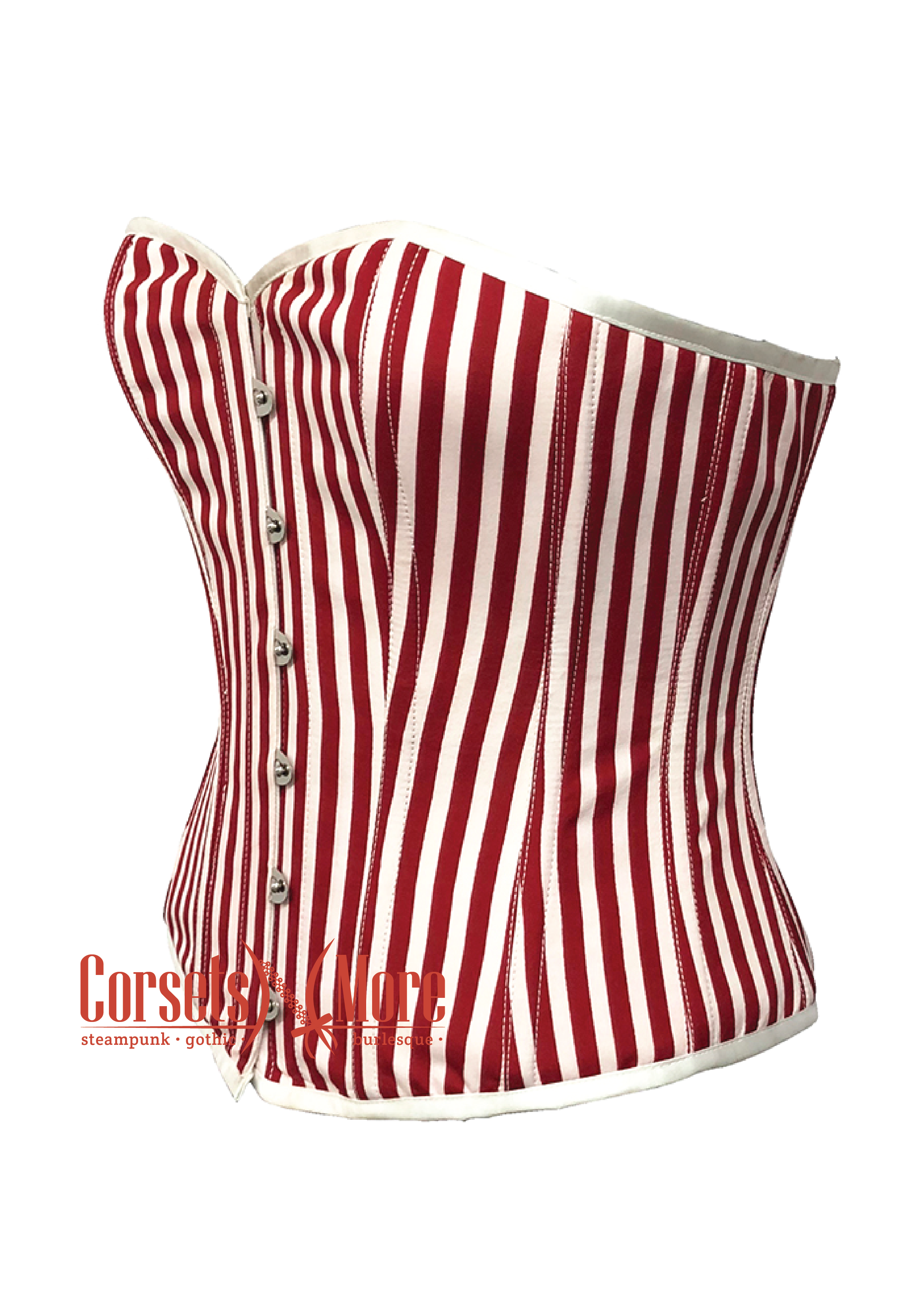 Plus Size Red and White Vertical Striped Satin Gothic Costume Waist Tr –  CorsetsNmore