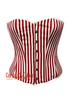 Plus Size Red and White Vertical Striped Satin Gothic Costume Waist Training Overbust Bustier Top