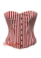 Plus Size Red and White Vertical Striped Satin Gothic Costume Waist Training Overbust Bustier Top
