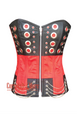 Red and Black Satin with O-Rings Steampunk Costume Overbust Corset Top