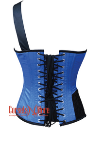 Plus Size Blue and Black Satin Gothic Steampunk Costume Overbust Bustier Top