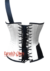 Black and White Satin Gothic Steampunk Costume Overbust Bustier Top