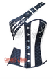 Plus Size Black and White Satin Gothic Steampunk Costume Overbust Bustier Top