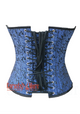Blue and Black Brocade Striped Overbust Corset Sexy Top