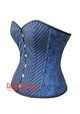 Plus Size Blue and Black Brocade Striped Overbust Corset Sexy Top