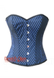 Plus Size Blue and Black Brocade Striped Overbust Corset Sexy Top