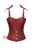 Maroon Silk Corset Overbust Bustier with Shoulder Straps