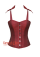 Plus Size Maroon Silk Corset Overbust Bustier with Shoulder Straps Bodice Top