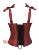 Maroon Silk Corset Overbust Bustier with Shoulder Straps