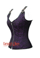 Purple and Black Brocade Overbust Corset With Straps Boned Outerwear Costume Bustier Top