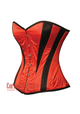 Red and Black Satin Halloween Costume Overbust Sweetheart Neckline Corset Top