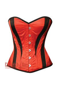 Plus Size Red and Black Satin Halloween Costume Overbust Sweetheart Neckline Corset Top