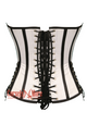 White Satin And Black Leather Steampunk Costume Gothic Overbust Corset Top