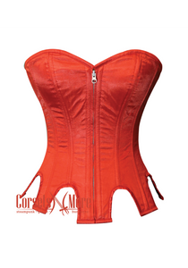 Red Satin With Front Zipper Gothic Costume Waist Cincher Overbust Corset Top