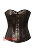 Plus Size Brown Leather Crocodile Print Steampunk Waist Trainer Overbust Corset