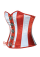 White And Red Stripes Burlesque Overbust Bustier Waist Training Corset