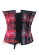 Plus Size Red Flanel with Black mesh Front Zipper Plus Size Corset Costume Overbust Top