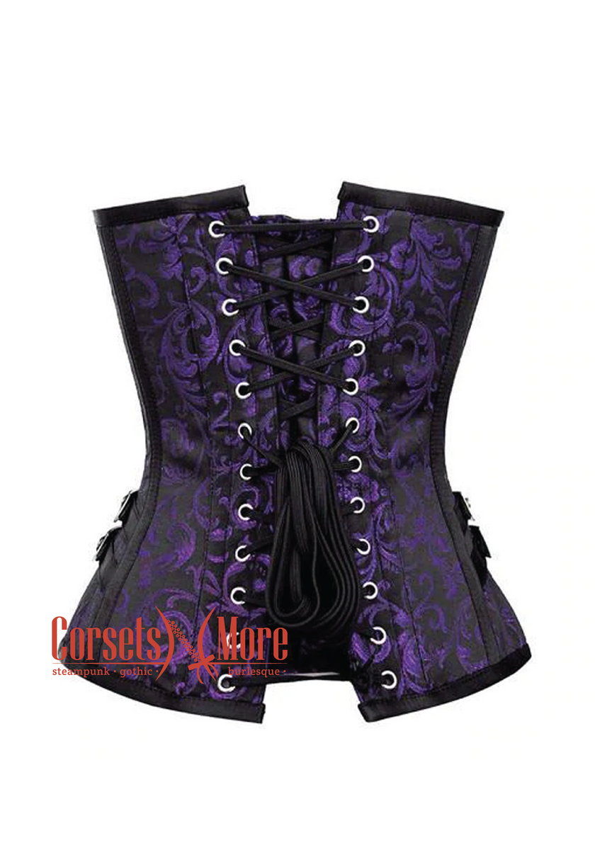 Purple And Black Brocade Overbust Corset Bustier Heart Top Costume