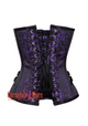 Plus Size Purple and Black Brocade Overbust Corset Bustier Heart Top Costume