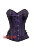 Plus Size Purple and Black Brocade Overbust Corset Bustier Heart Top Costume