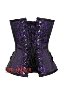 Plus Size Purple and Black Brocade Overbust Corset Bustier Heart Top Costume