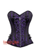 Plus Size Purple and Black Brocade Overbust Corset Bustier Heart Top Costume