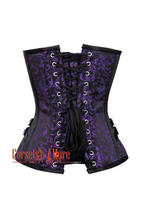 Plus Size Purple and Black Brocade Overbust Corset Bustier Heart Top Costume