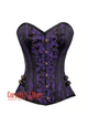 Plus Size Purple and Black Brocade Overbust Corset Bustier Heart Top Costume