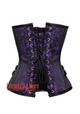 Plus Size Purple and Black Brocade Overbust Corset Bustier Heart Top Costume