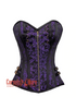 Plus Size Purple and Black Brocade Overbust Corset Bustier Heart Top Costume