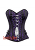Purple and Black Brocade Overbust Corset Bustier Heart Top Costume