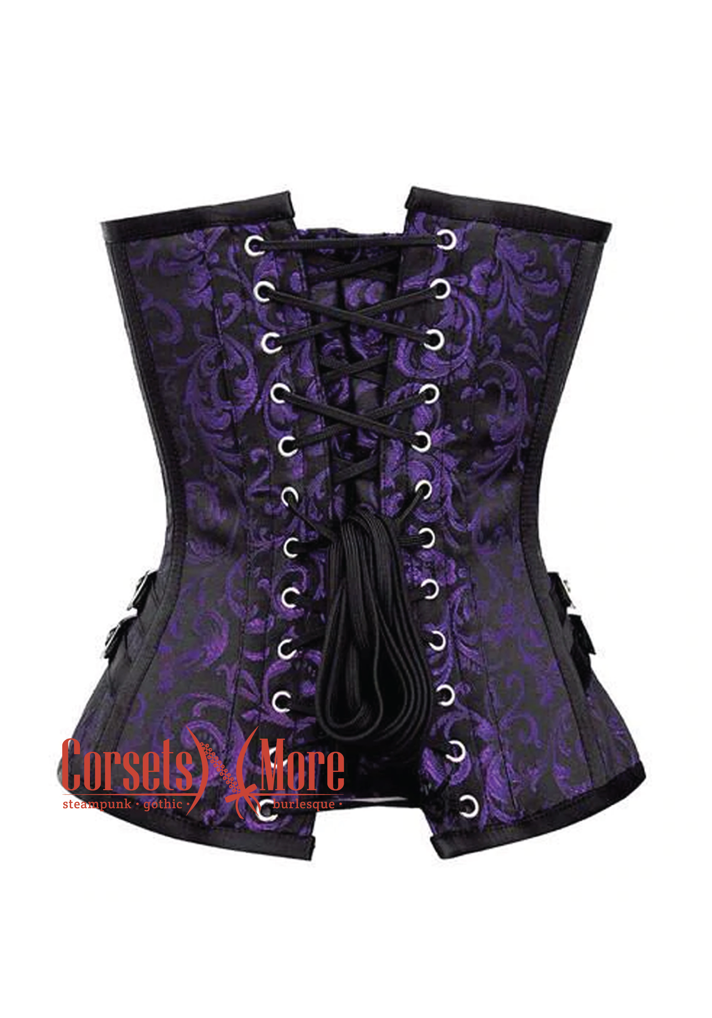 Corset Bustier Femme Noir/violet - Satin Avec Baleines Et Lacets - Push-up, Ajustable - Pour Lingerie, Soirée, Halloween, Style Gothique