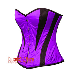 Purple and Black Satin Burlesque Costume Overbust Corset Top