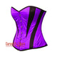 Plus Size Purple and Black Satin Burlesque Costume Overbust Corset Top
