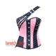 Plus Size Pink And Black Satin Gothic Steampunk Costume Overbust Bustier Top