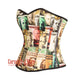 Currency Printed Satin Overbust Corset Bustier Cosplay Costume For Halloween