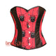 Plus Size Red And Black Printed Lycra Leather Stripes Squid Game Costume Overbust Bustier Top